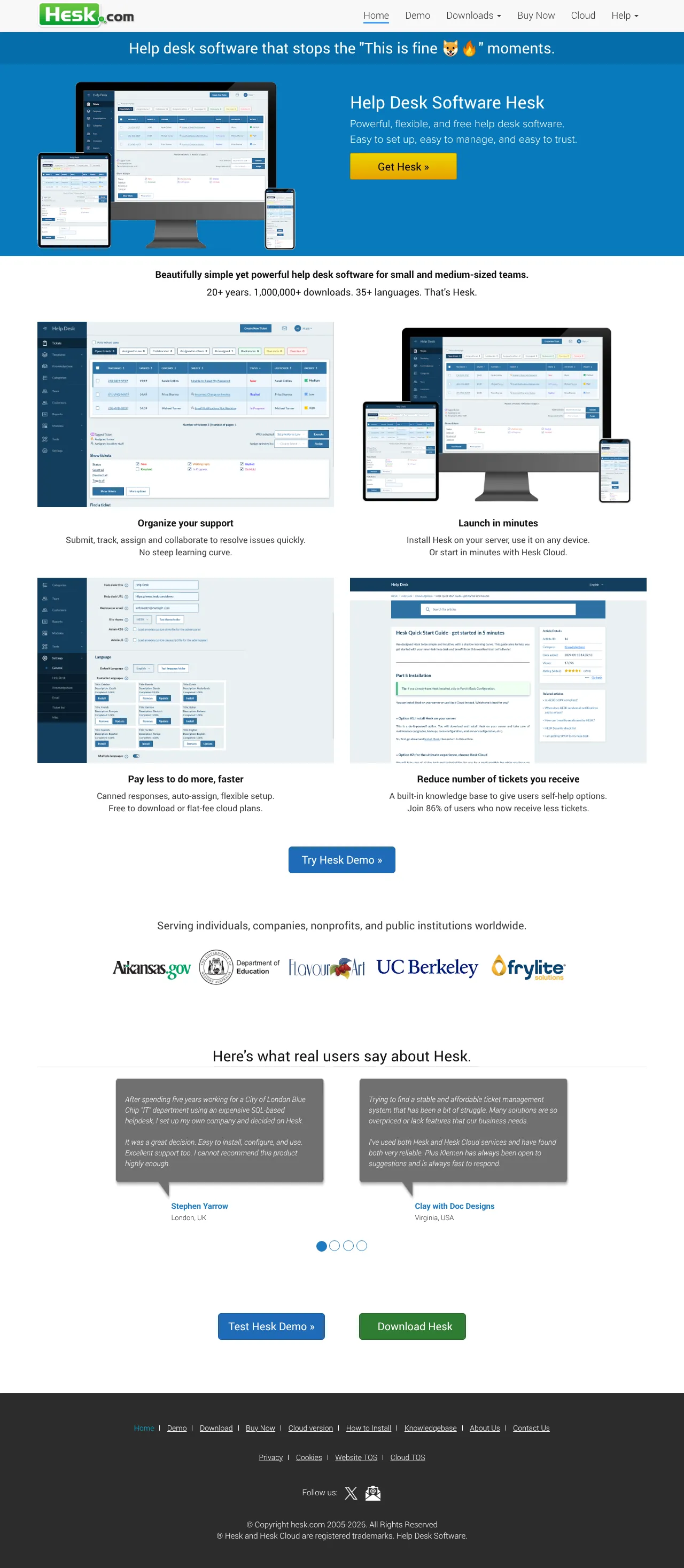 Vollständiger Screenshot von Hesk