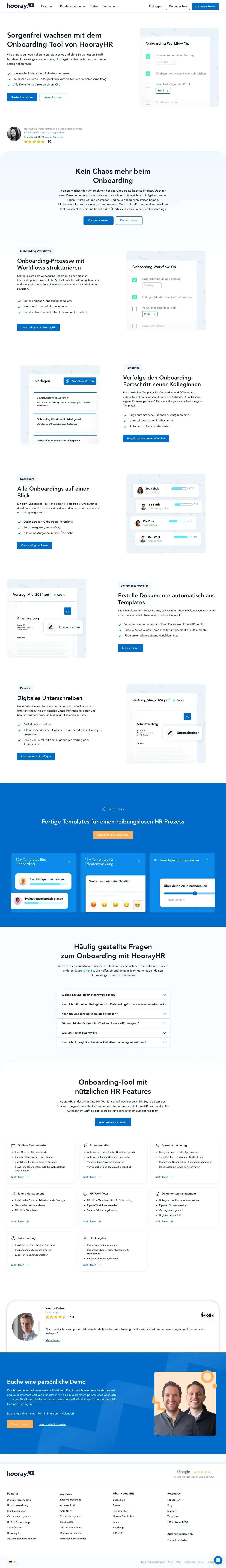 Vollständiger Screenshot von HoorayHR