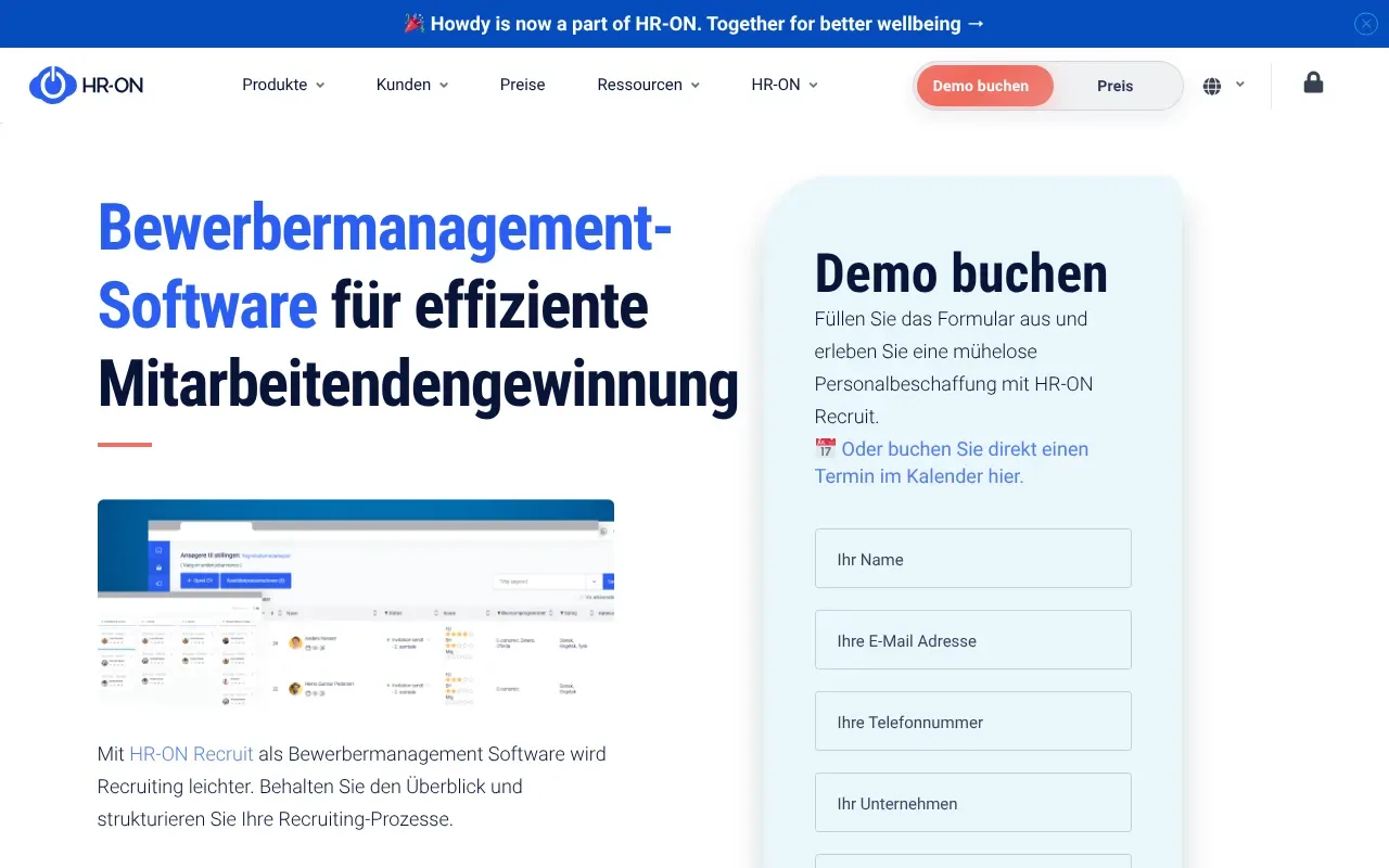 Screenshot von HR-ON