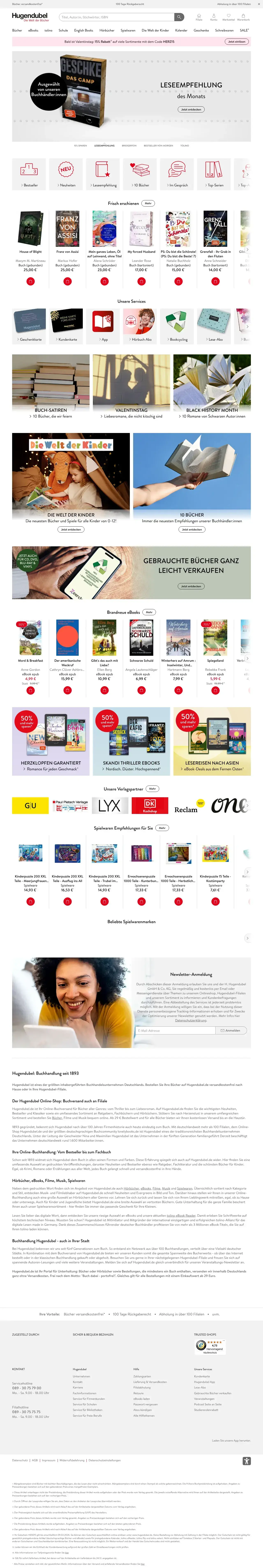 Vollständiger Screenshot von Hugendubel