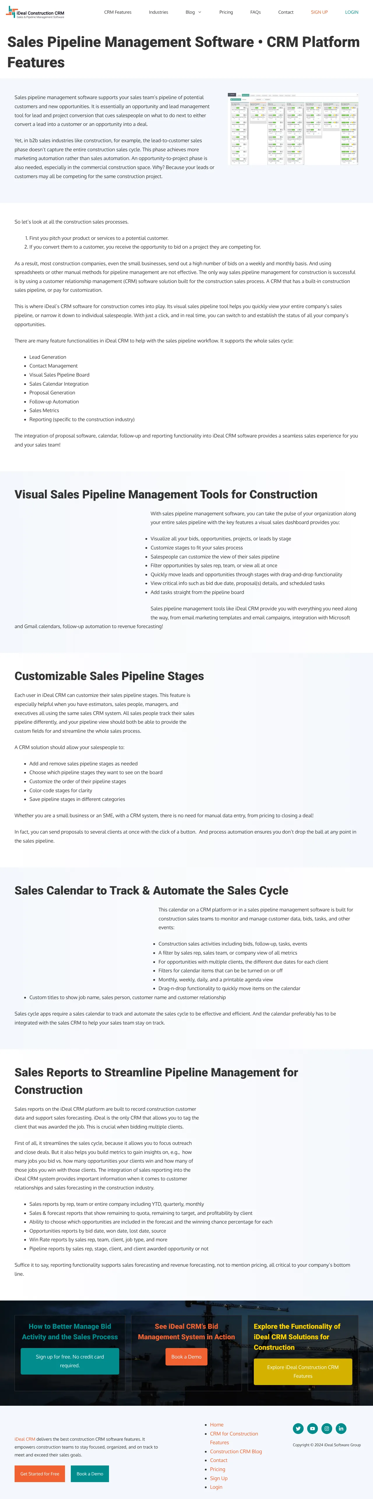Vollständiger Screenshot von iDeal CRM