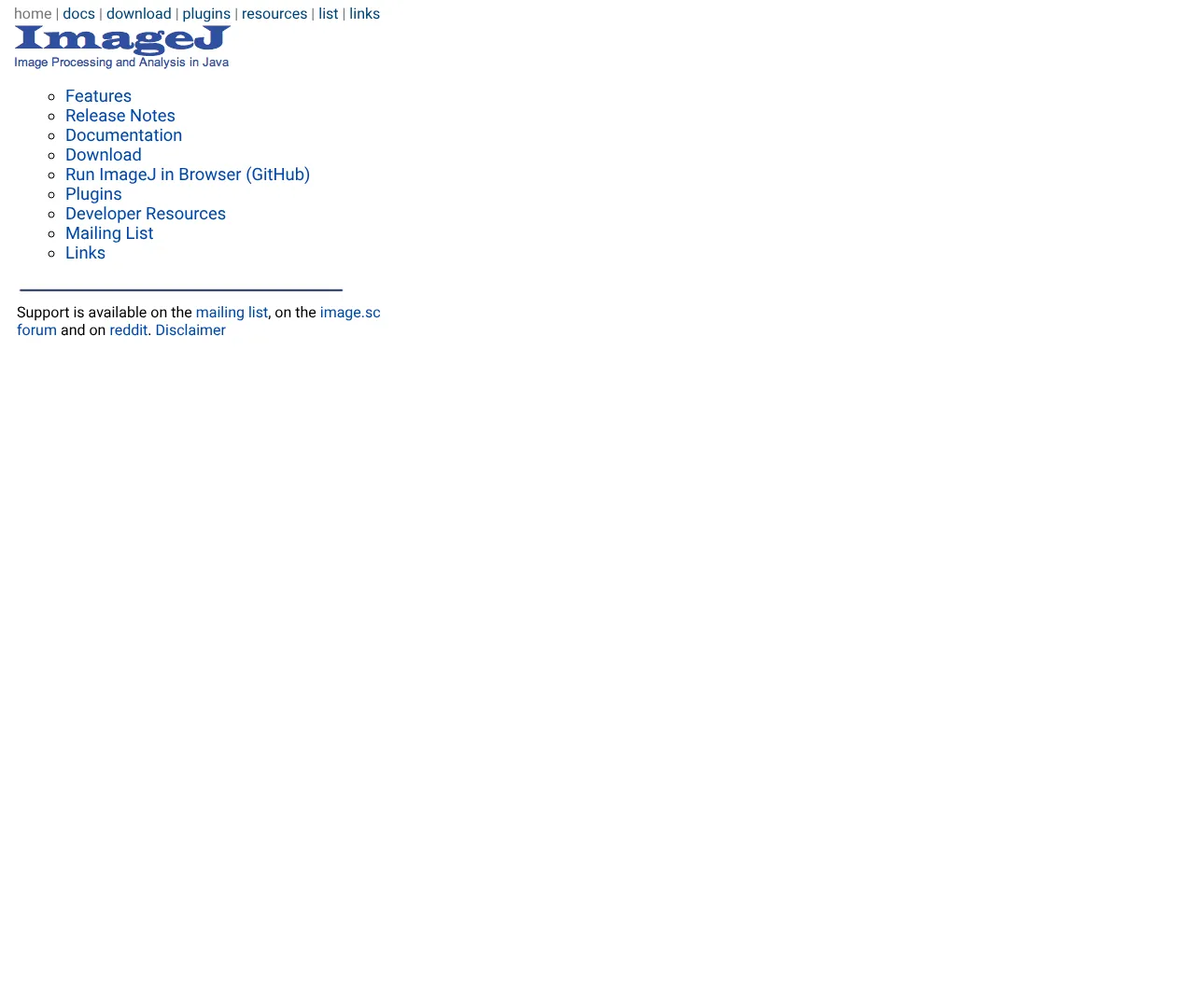 Vollständiger Screenshot von ImageJ