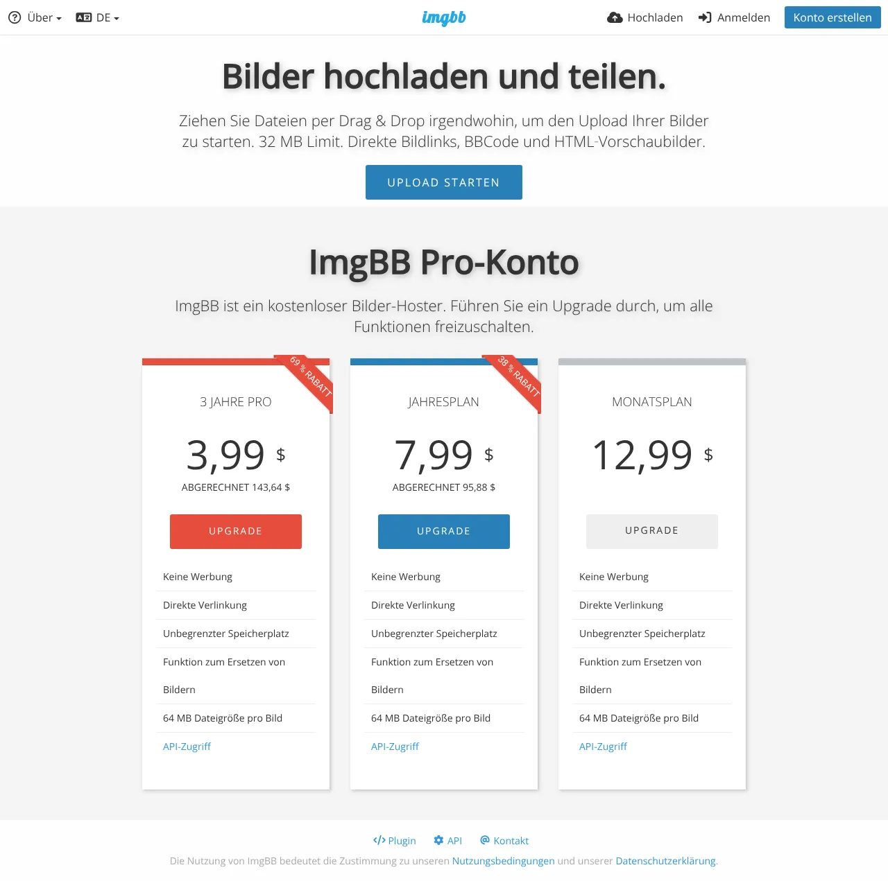 Vollständiger Screenshot von ImgBB