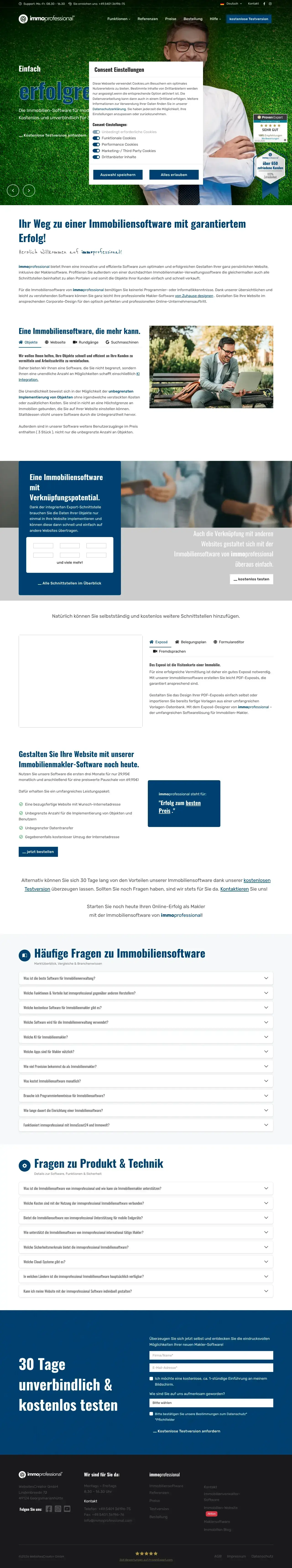 Vollständiger Screenshot von immoprofessional
