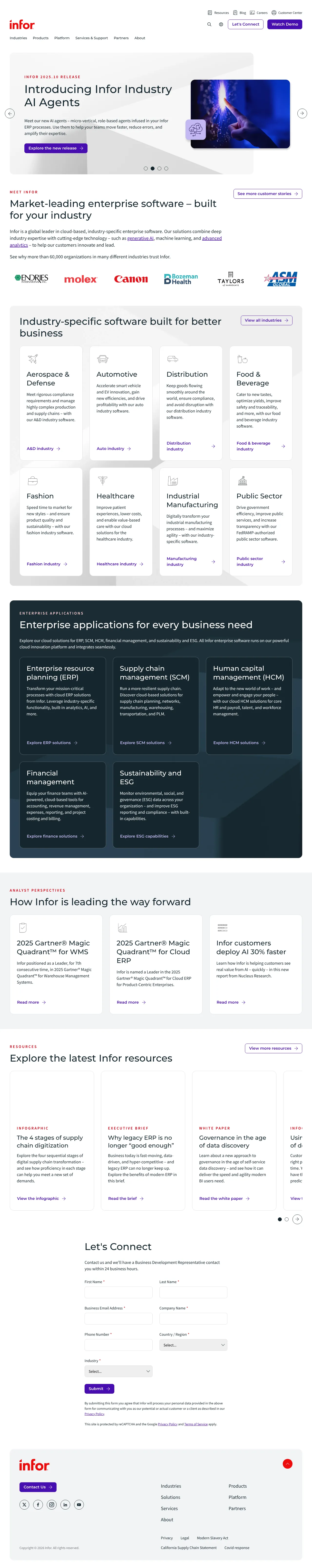 Vollständiger Screenshot von Infor