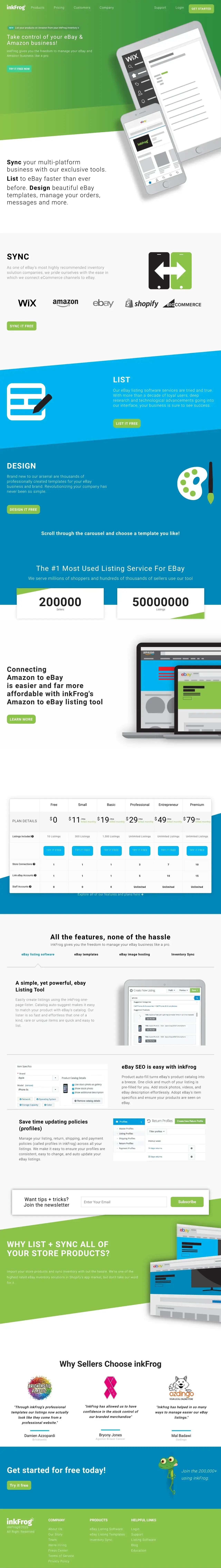 Vollständiger Screenshot von inkFrog