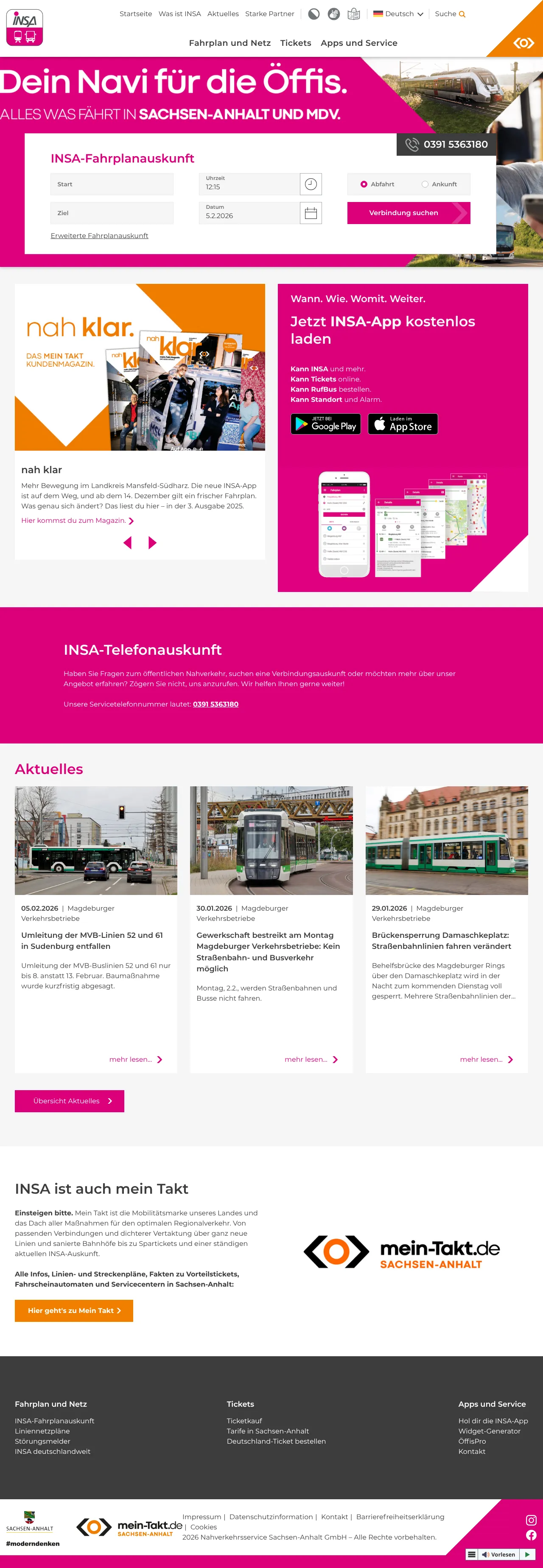 Vollständiger Screenshot von INSA