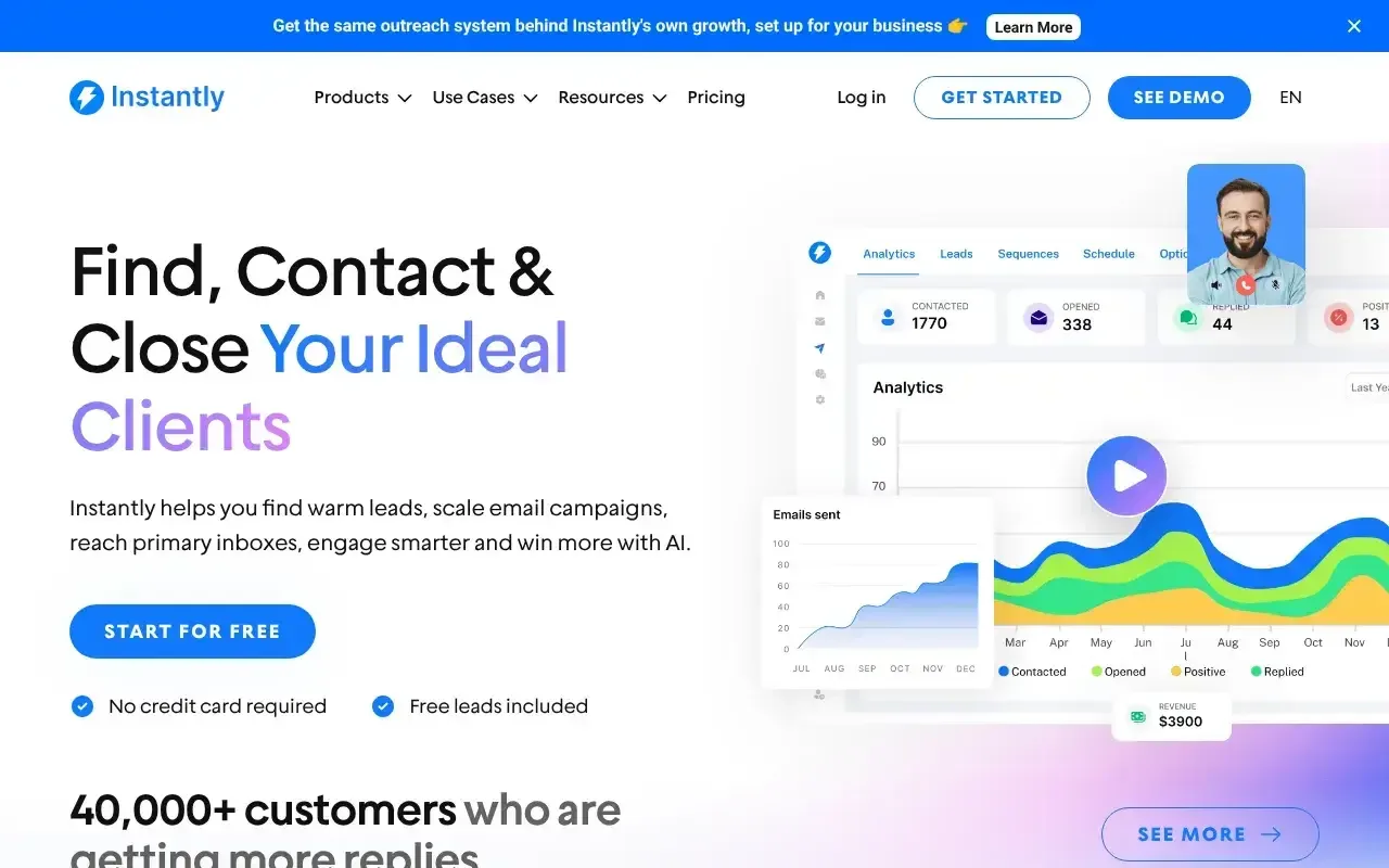 Screenshot von Instantly