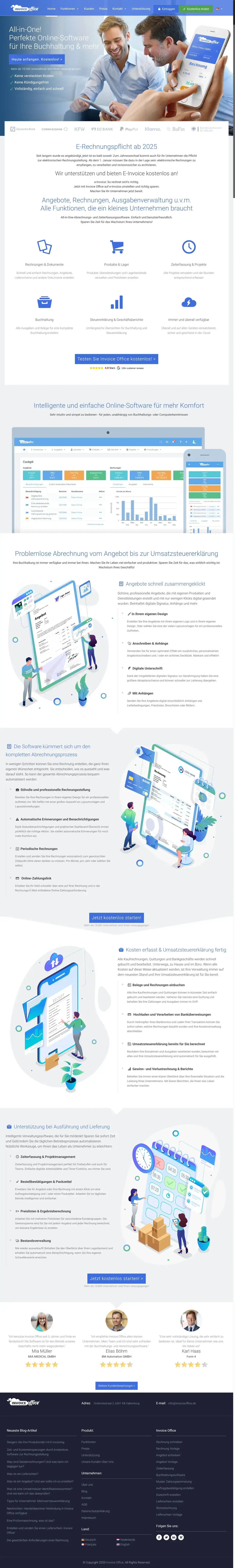 Vollständiger Screenshot von Invoice Office