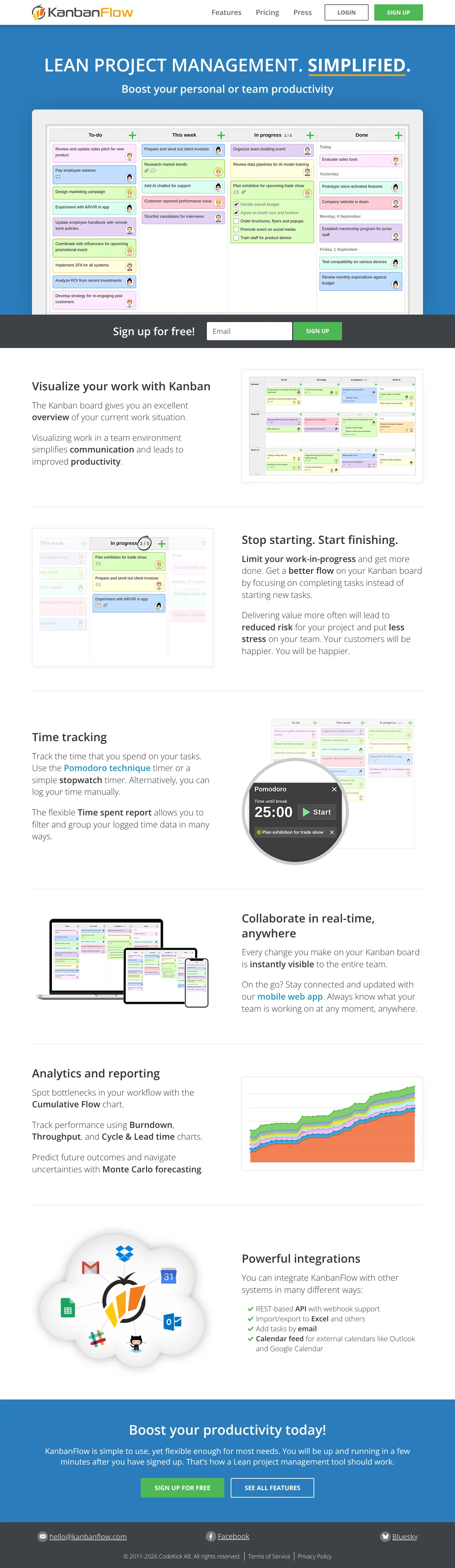 Vollständiger Screenshot von KanbanFlow