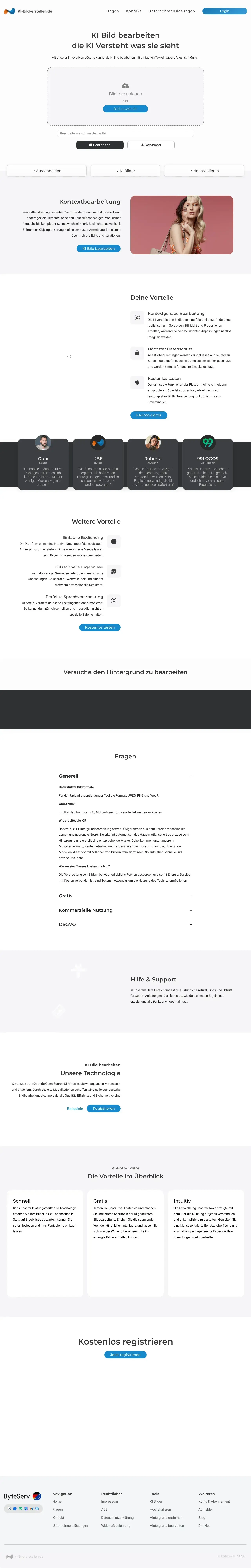 Vollständiger Screenshot von KI-Bild-erstellen.de