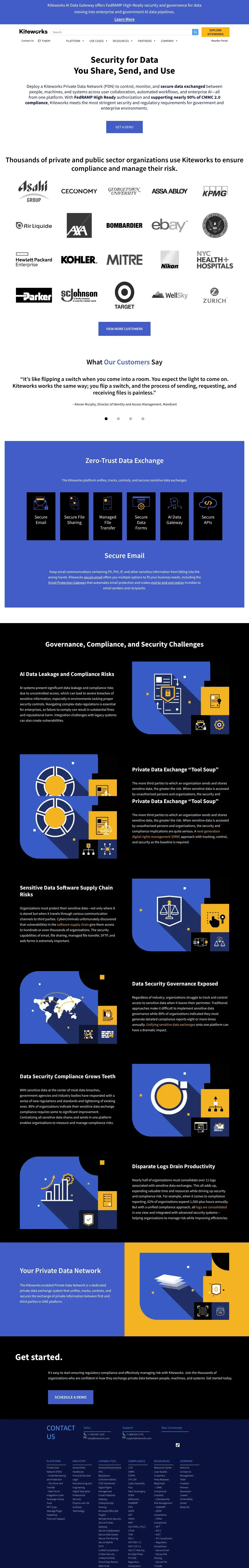 Vollständiger Screenshot von Kiteworks