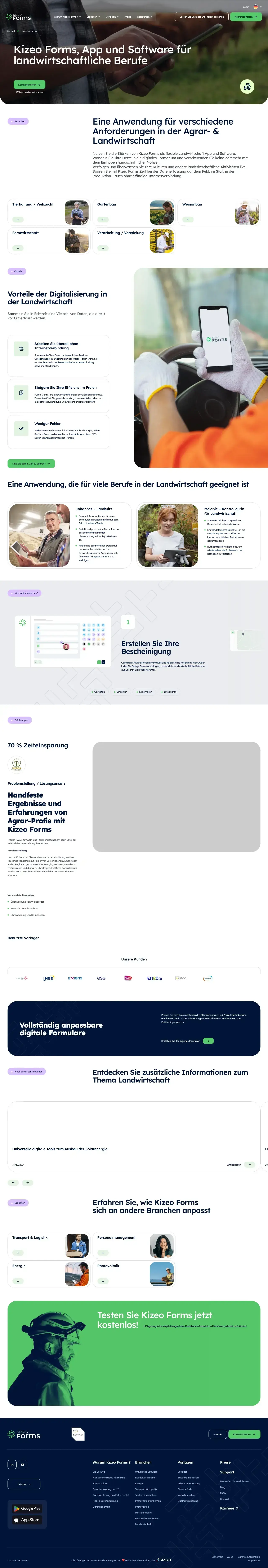 Vollständiger Screenshot von Kizeo Forms