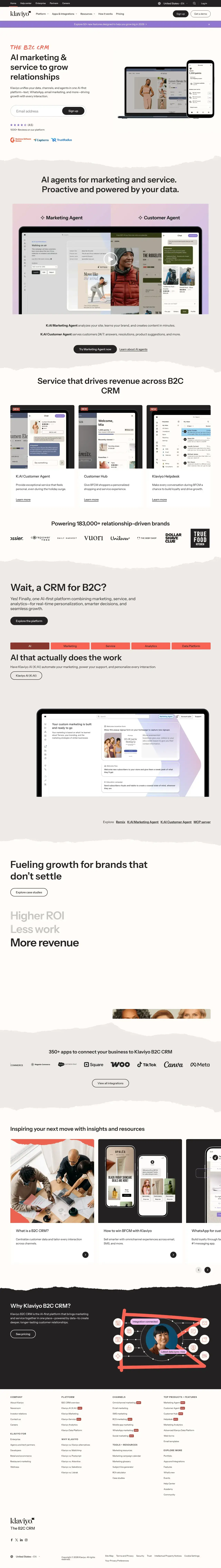 Vollständiger Screenshot von Klaviyo