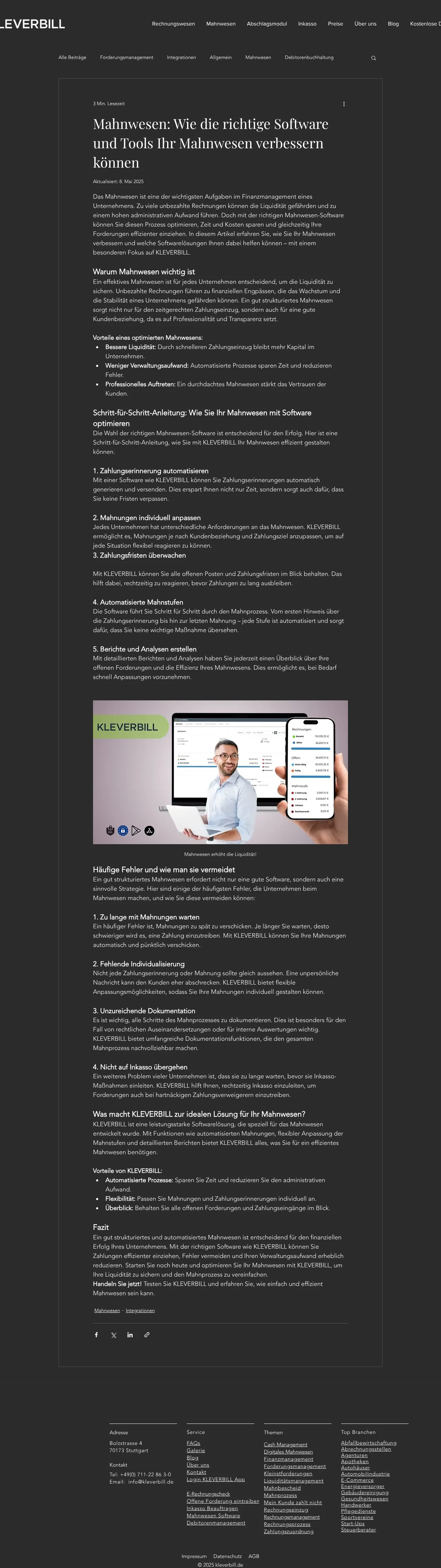 Vollständiger Screenshot von KLEVERBILL