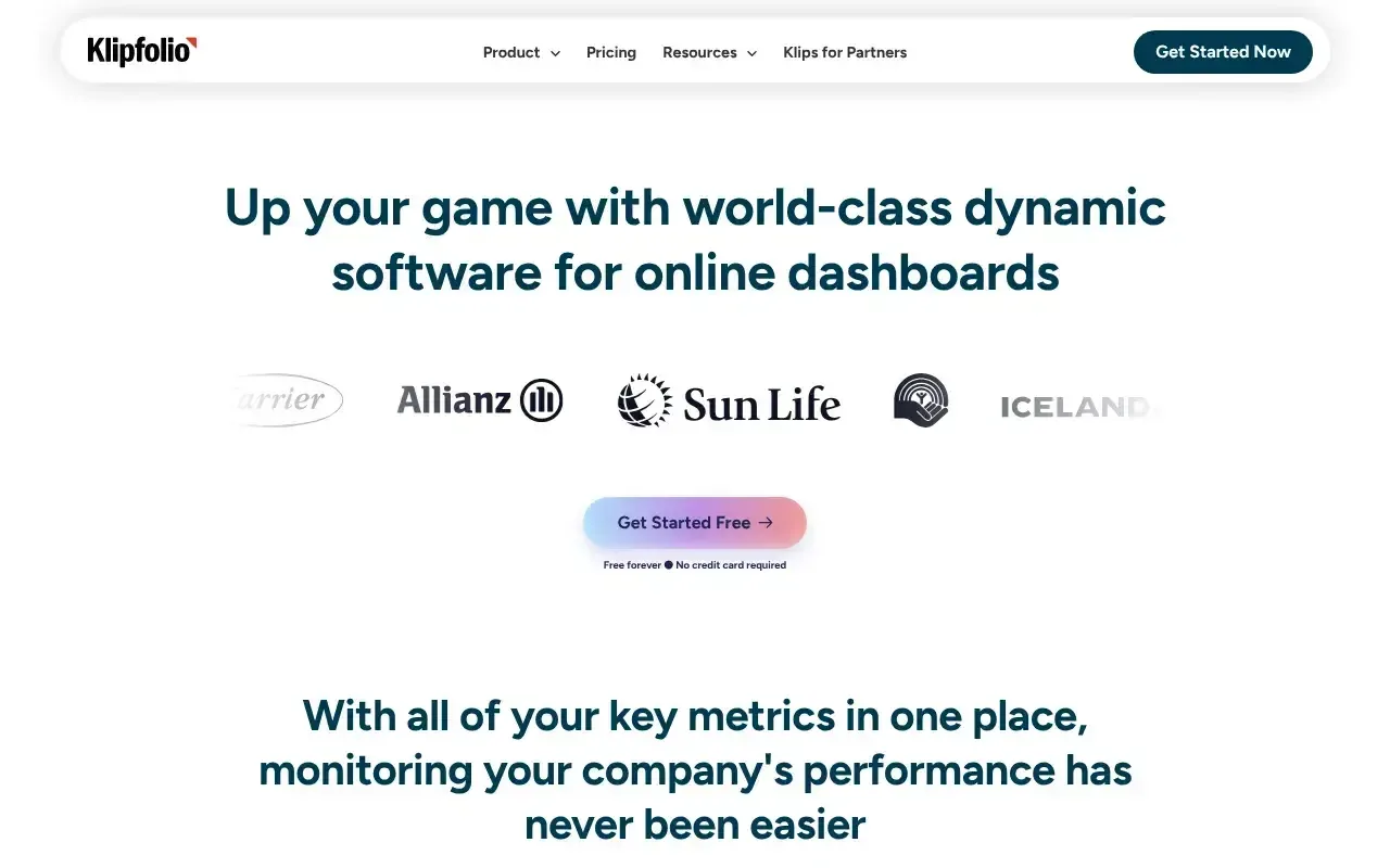 Screenshot von Klipfolio