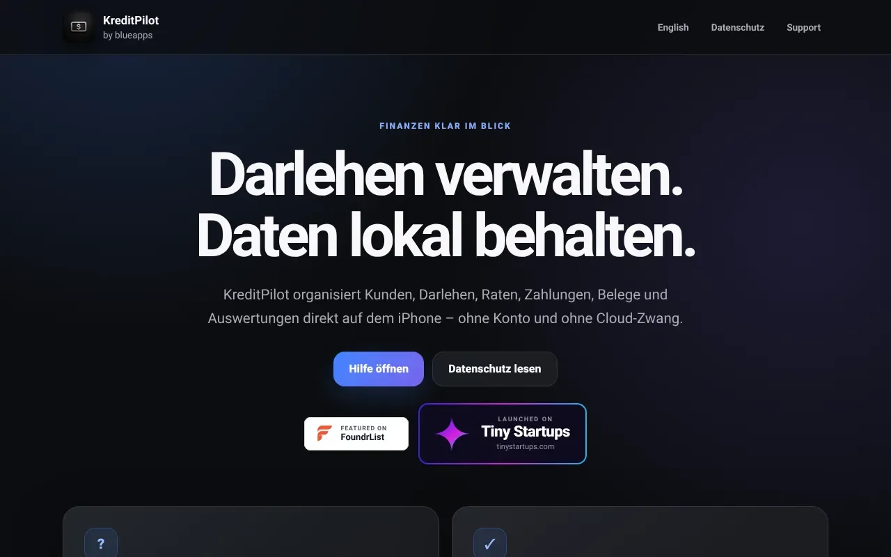 Screenshot von KreditPilot