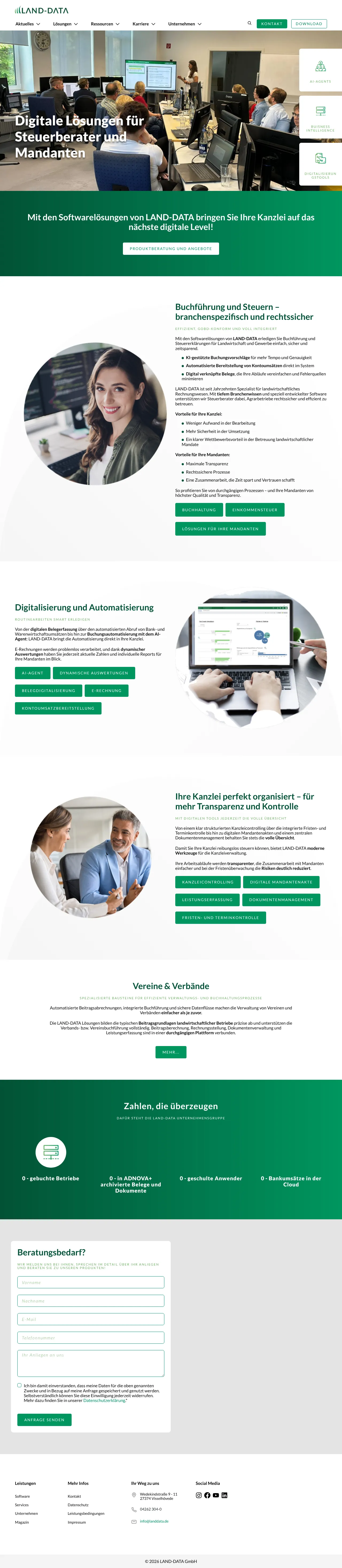 Vollständiger Screenshot von LAND-DATA