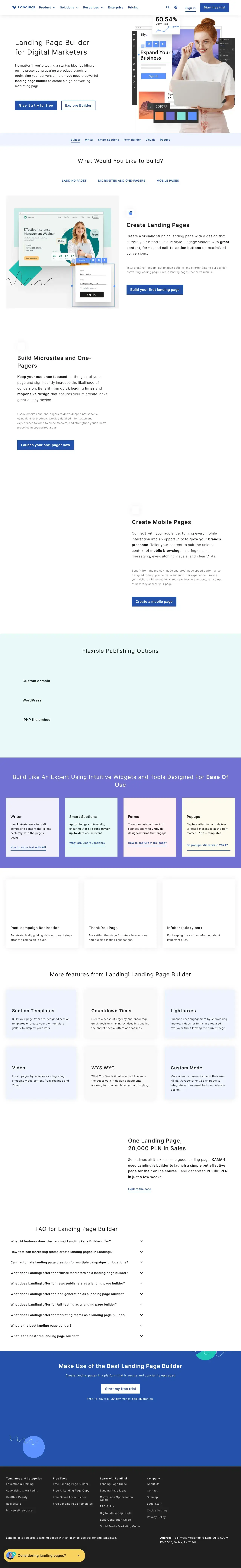 Vollständiger Screenshot von Landingi