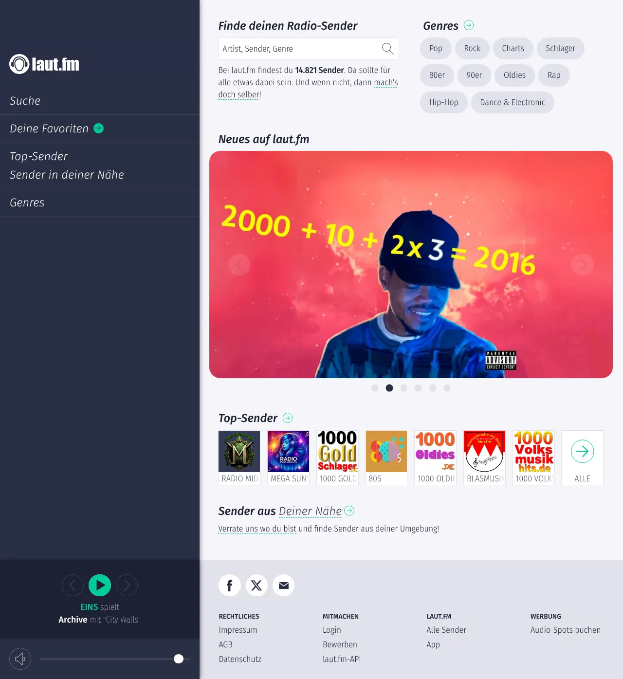 Vollständiger Screenshot von laut.fm