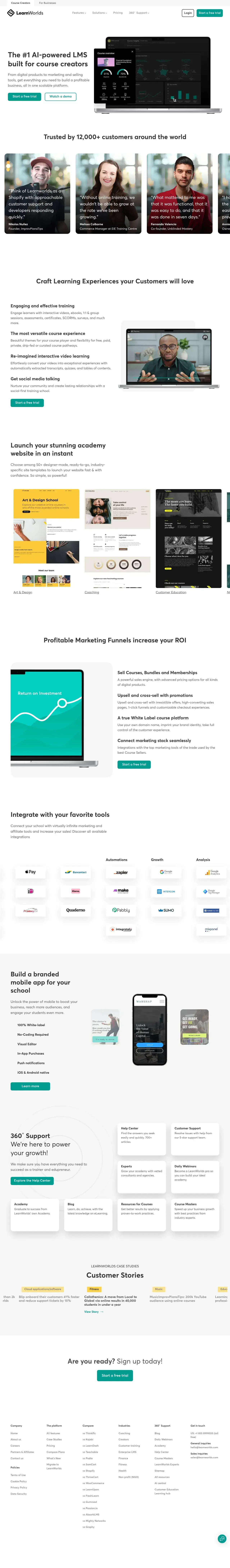 Vollständiger Screenshot von LearnWorlds