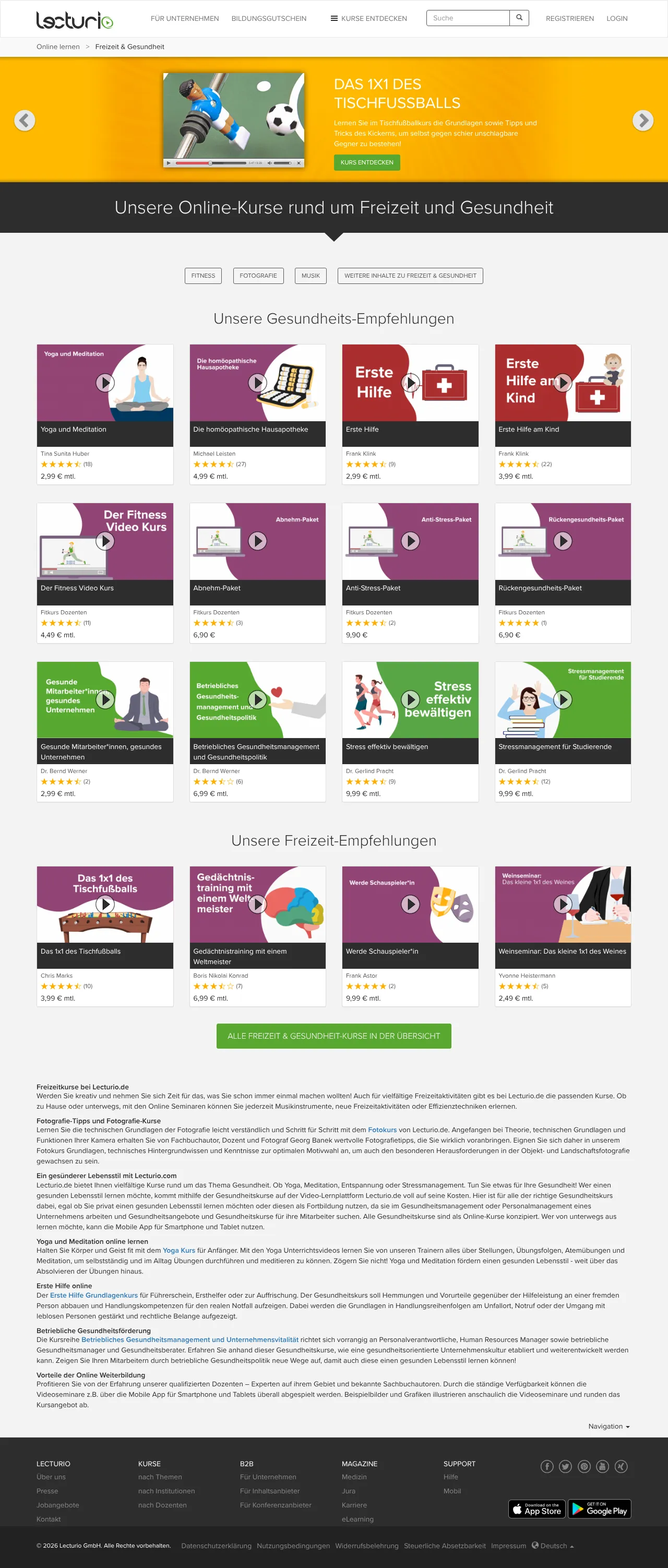 Vollständiger Screenshot von Lecturio