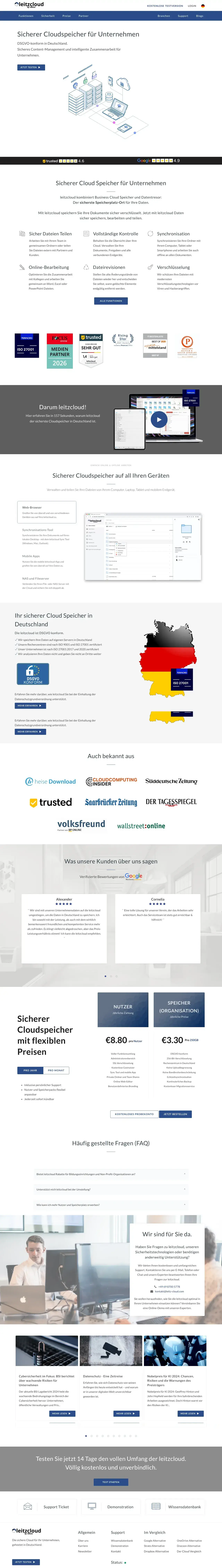 Vollständiger Screenshot von leitzcloud
