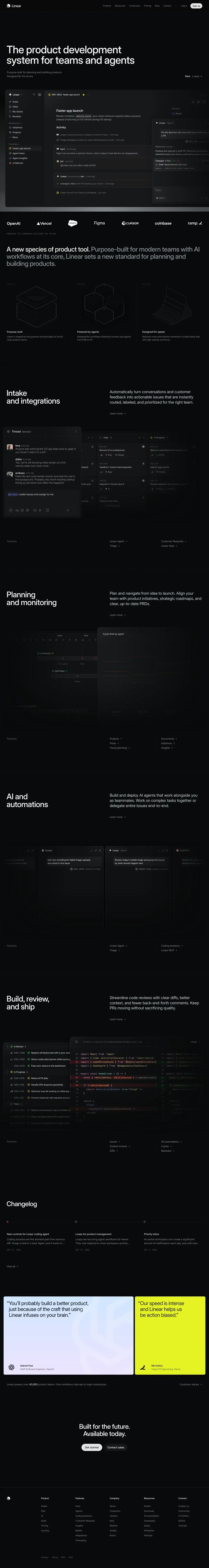 Vollständiger Screenshot von Linear
