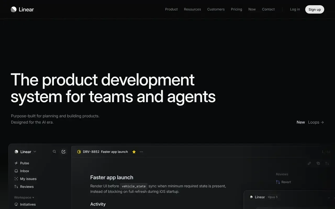 Screenshot von Linear
