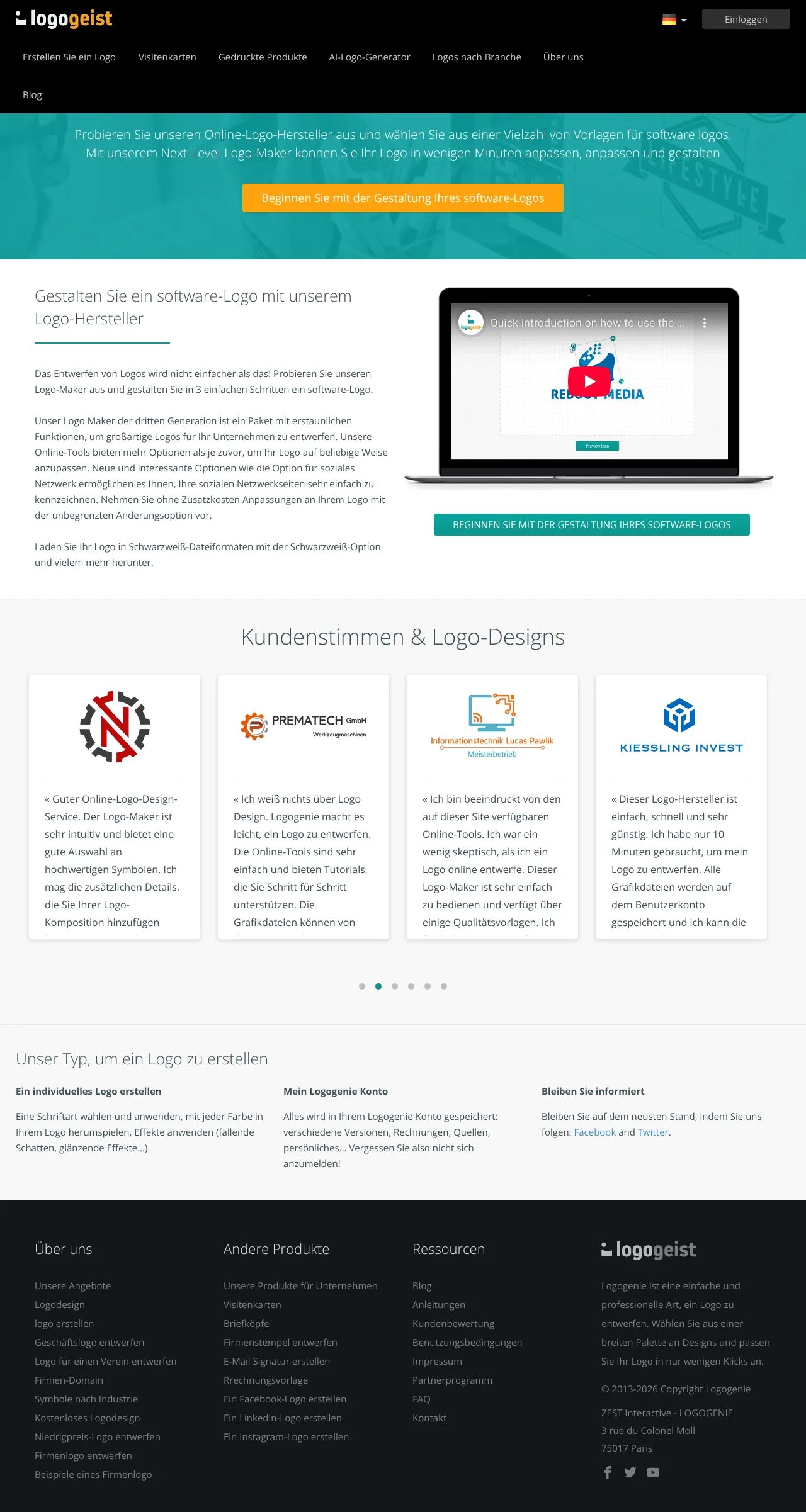 Vollständiger Screenshot von Logogenie