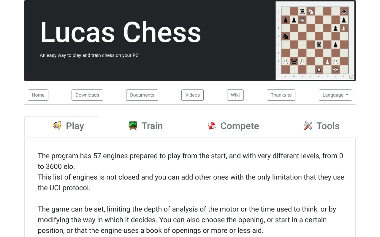Screenshot von Lucas Chess