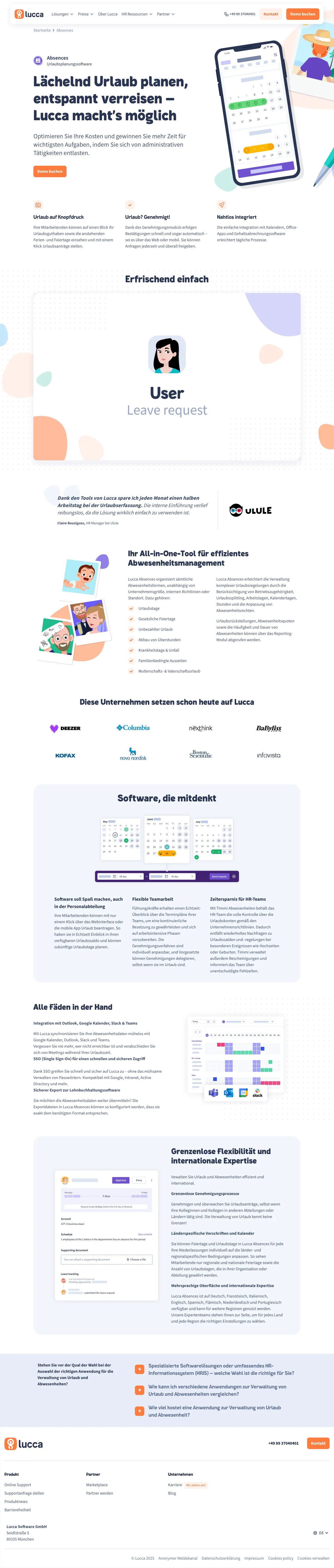 Vollständiger Screenshot von Lucca