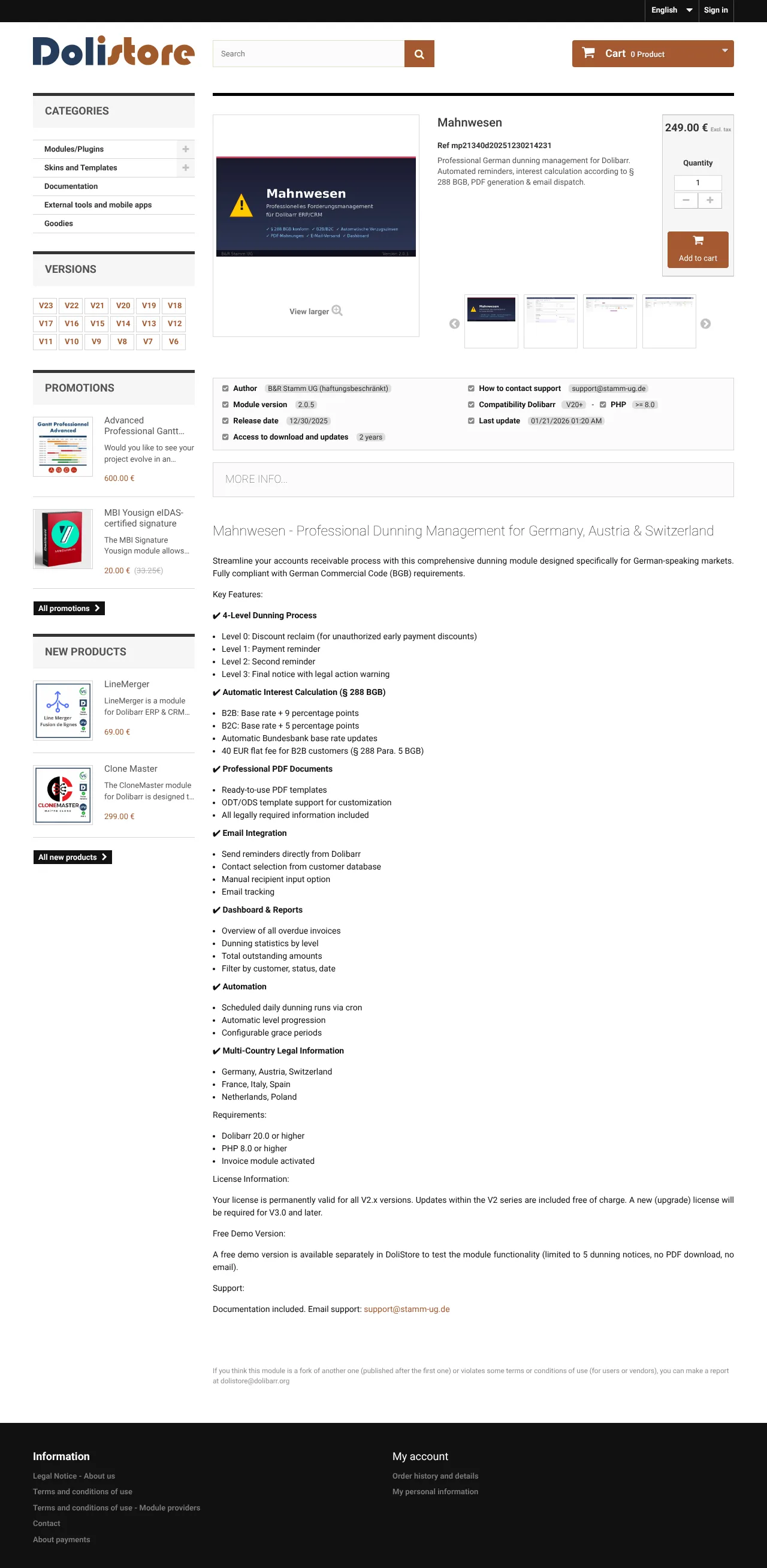 Vollständiger Screenshot von Mahnwesen