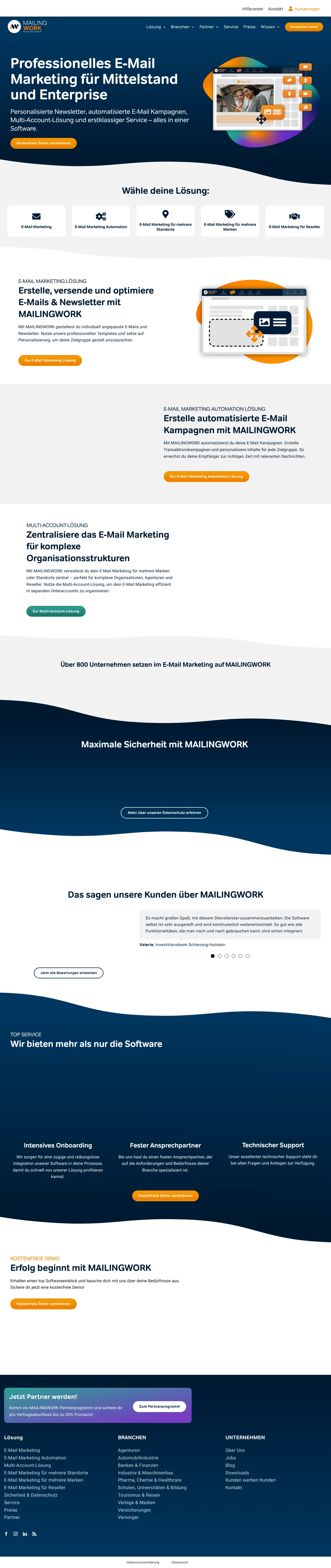 Vollständiger Screenshot von MAILINGWORK