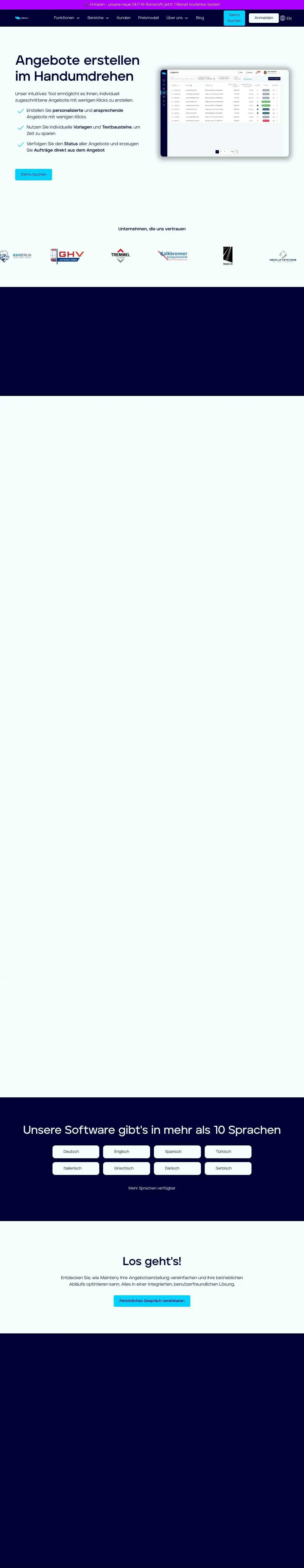 Vollständiger Screenshot von Mainteny