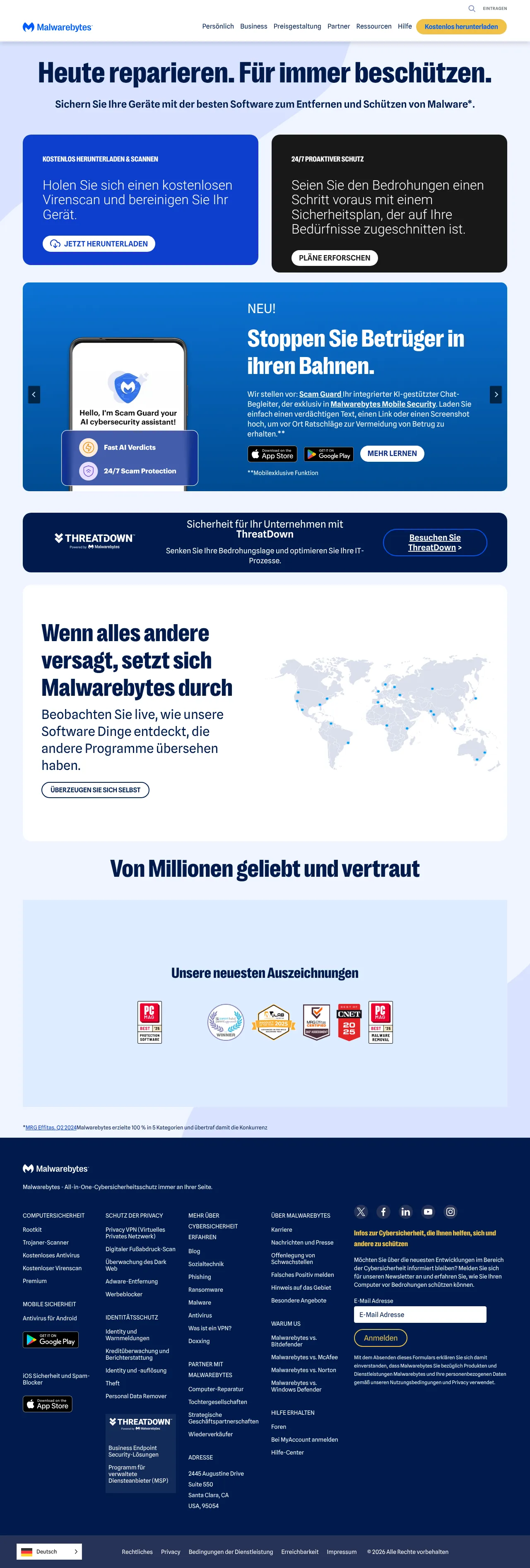 Vollständiger Screenshot von Malwarebytes