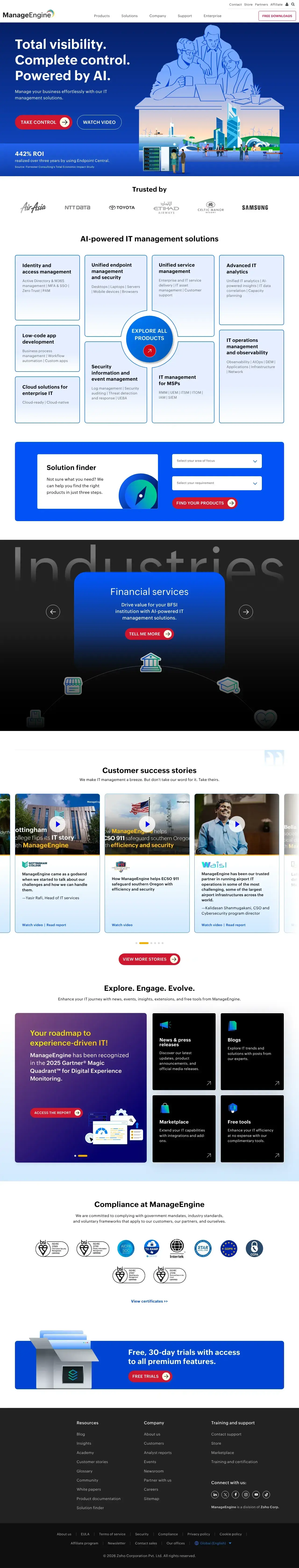 Vollständiger Screenshot von ManageEngine ServiceDesk Plus