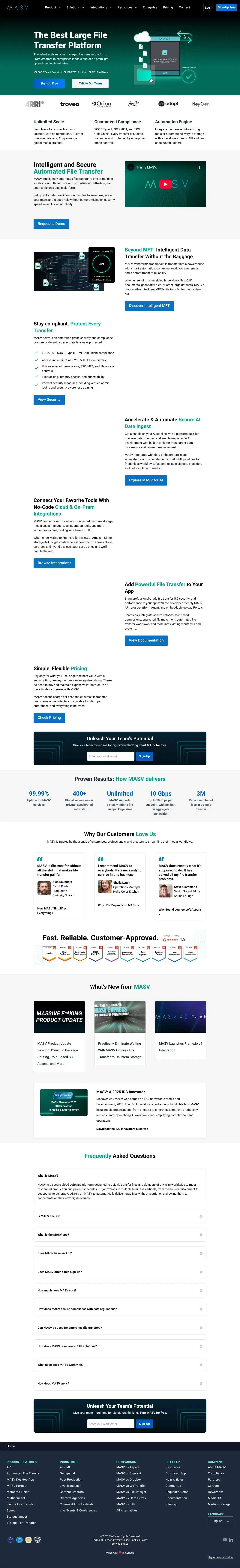 Vollständiger Screenshot von MASV