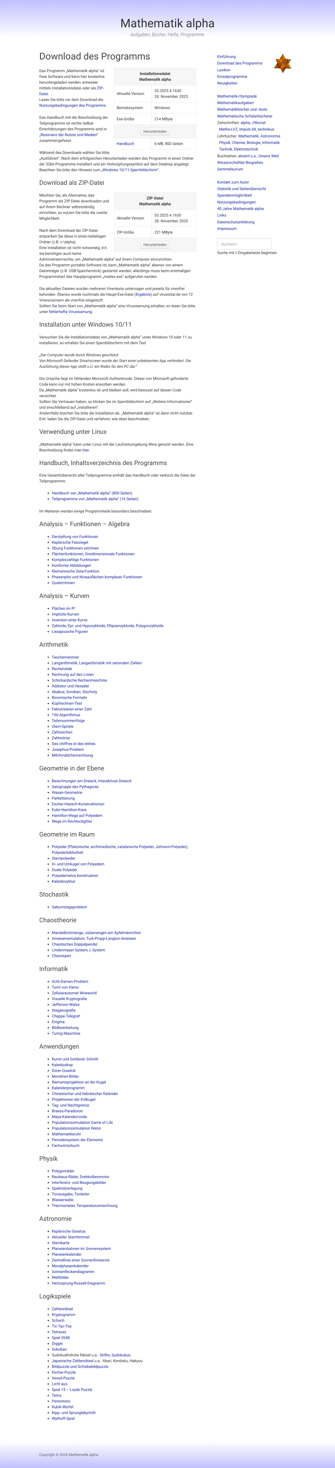 Vollständiger Screenshot von Mathematik alpha
