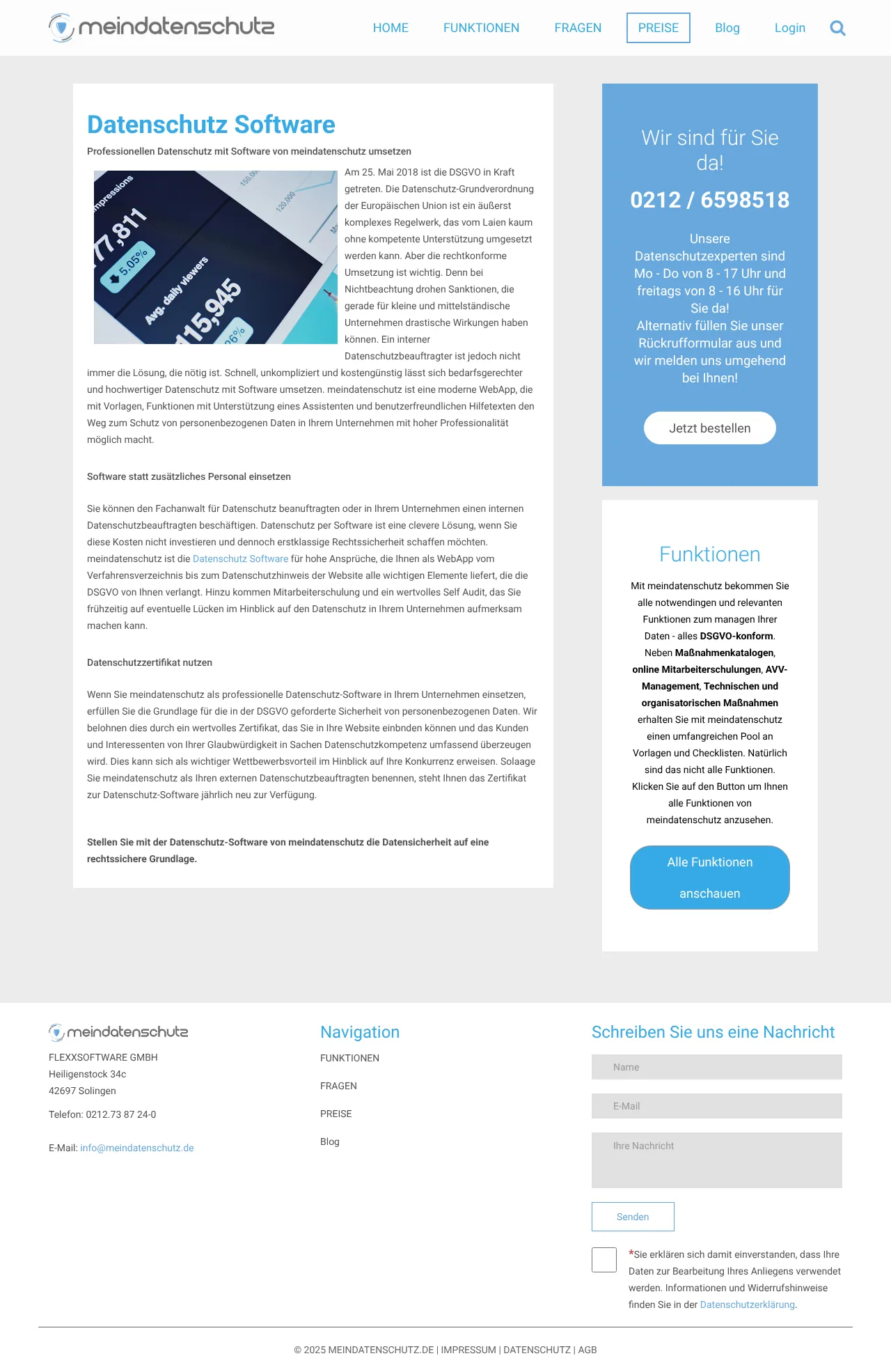 Vollständiger Screenshot von meindatenschutz