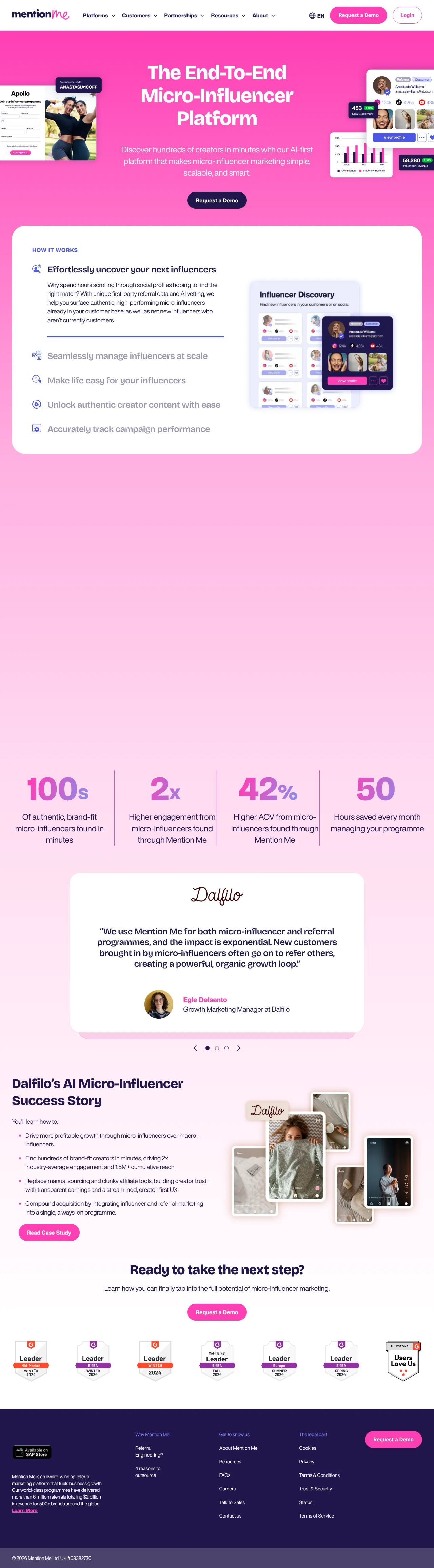 Vollständiger Screenshot von Mention Me