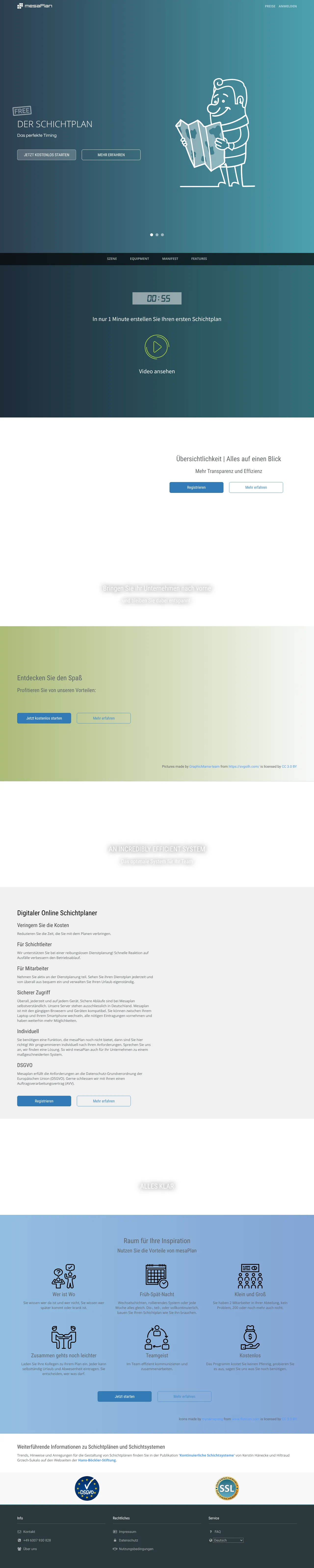 Vollständiger Screenshot von mesaPlan