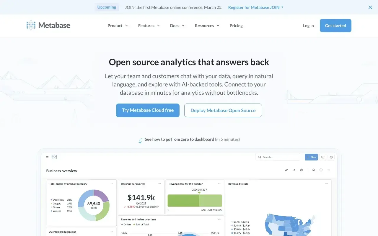 Screenshot von Metabase