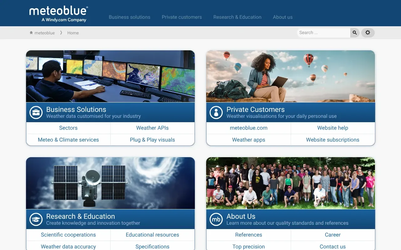 Screenshot von meteoblue