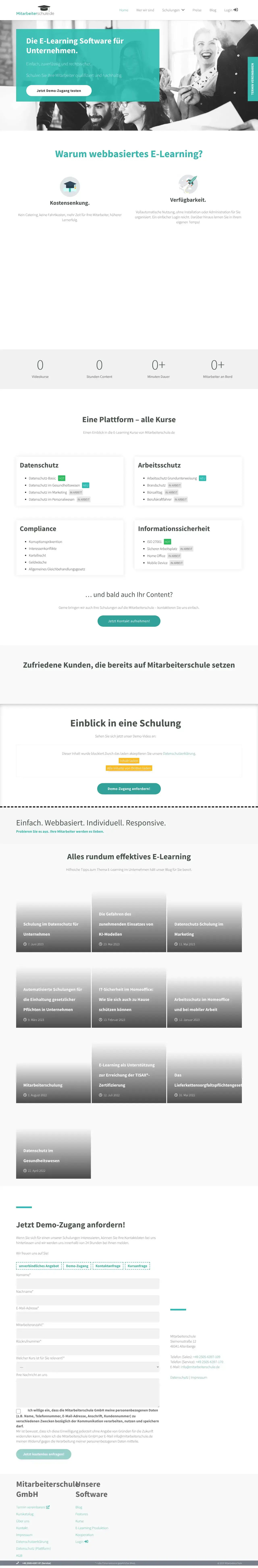 Vollständiger Screenshot von Mitarbeiterschule