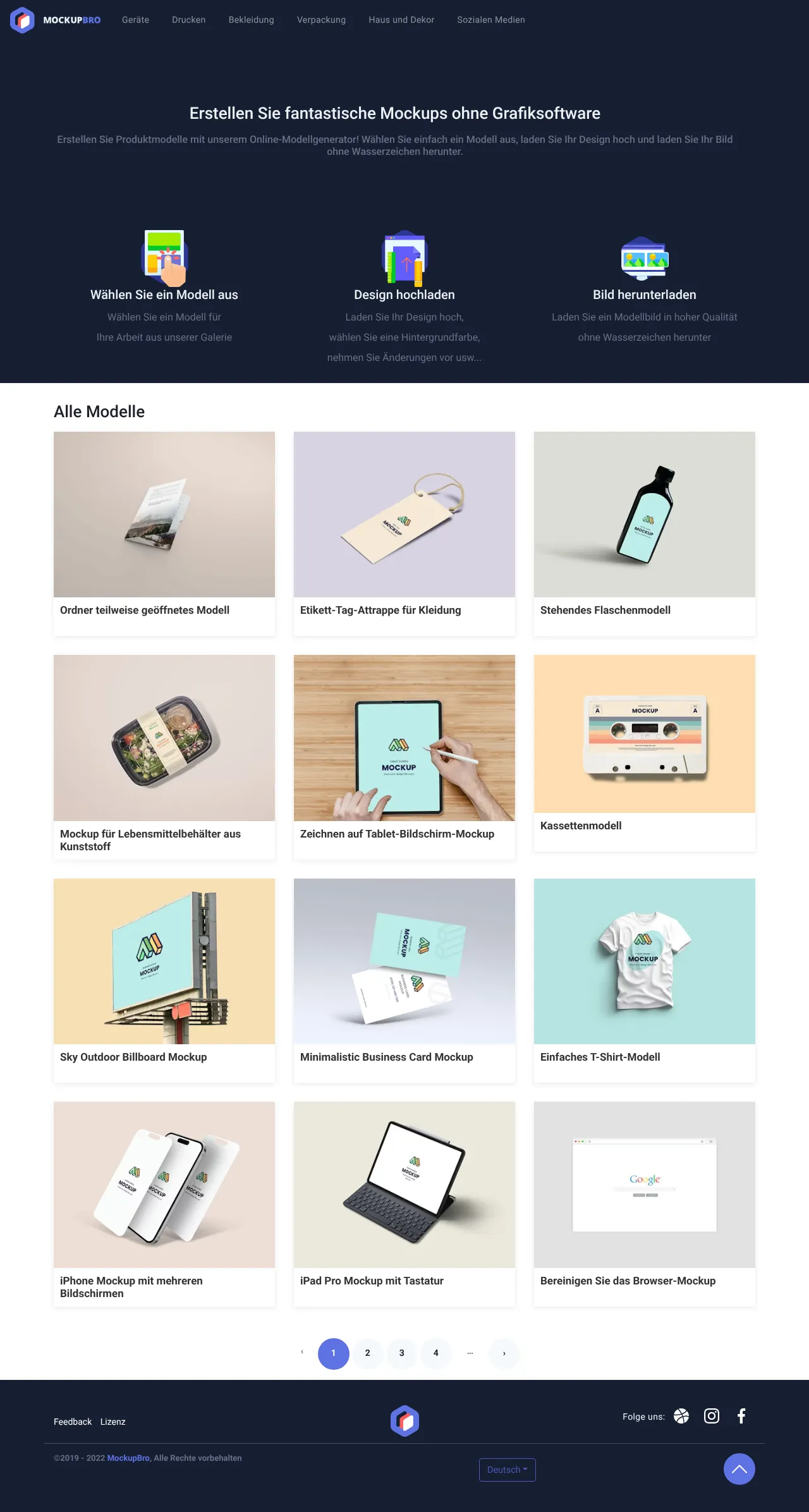 Vollständiger Screenshot von MockupBro