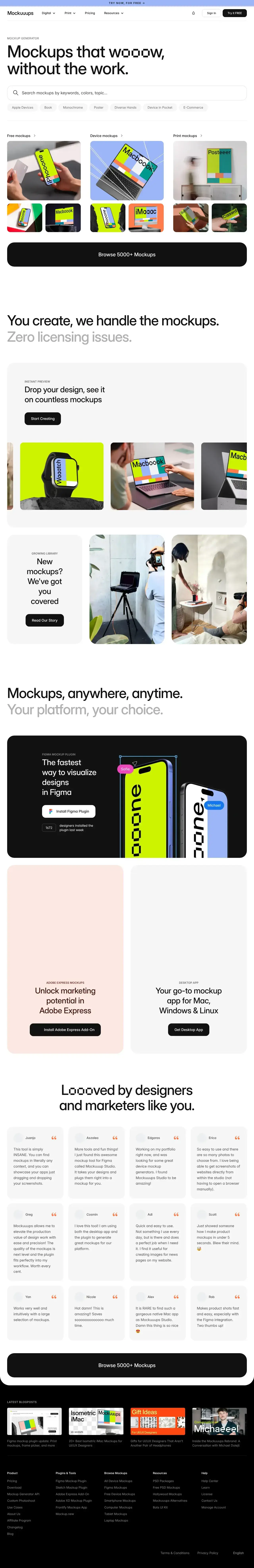 Vollständiger Screenshot von Mockuuups Studio