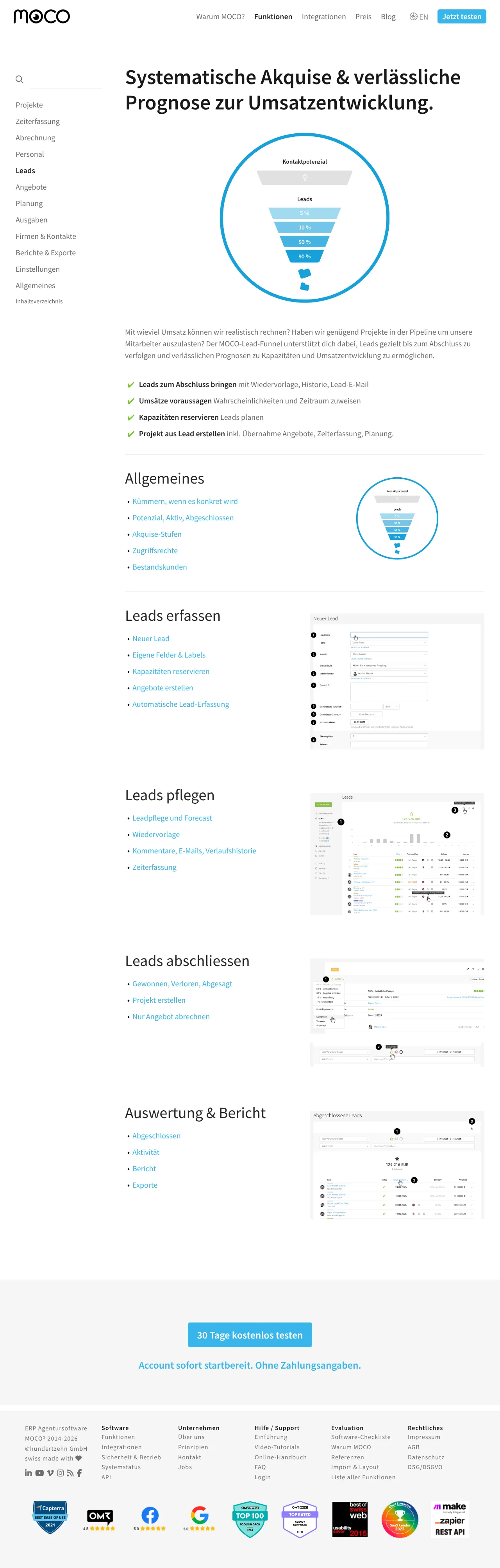 Vollständiger Screenshot von MOCO