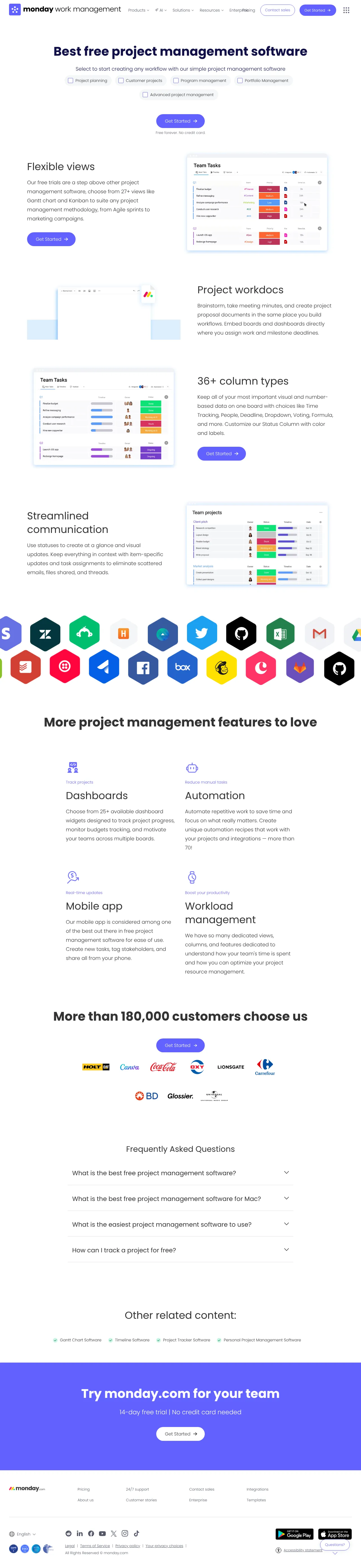 Vollständiger Screenshot von monday.com