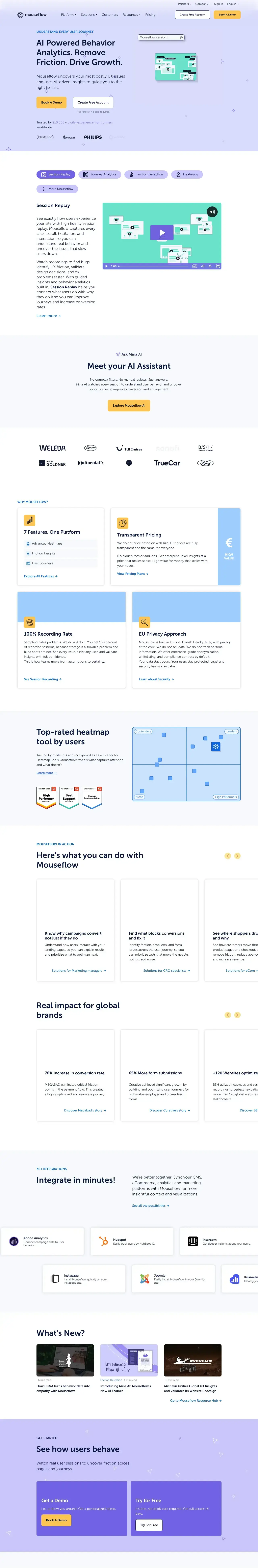 Vollständiger Screenshot von Mouseflow
